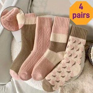 4-Pair Women's Thick Warm Mid-Calf Socks